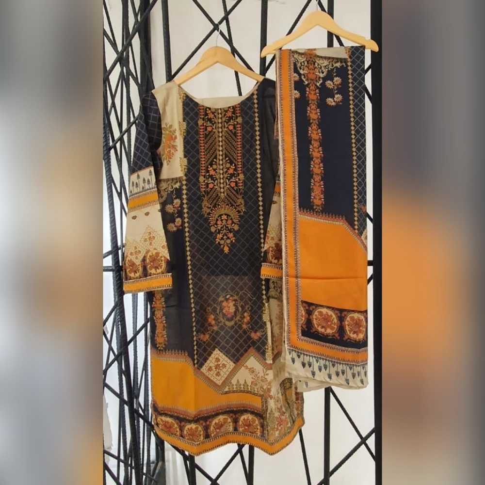 Pakistani designer 3 piece lawn suit - Bin Saeed